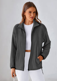 BTFBM Women's Fleece Jackets Fall Winter Clothes 2025 Stand Collar Outwear Jacket Zip Up Casual Fuzzy Coats Pockets PRETTYGARDEN