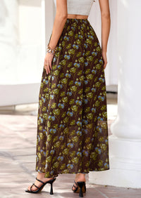 PRETTYGARDEN Summer Maxi Long Skirts for Women Trendy Boho Floral High Waisted Slit Flowy Travel Beach Vacation Clothes