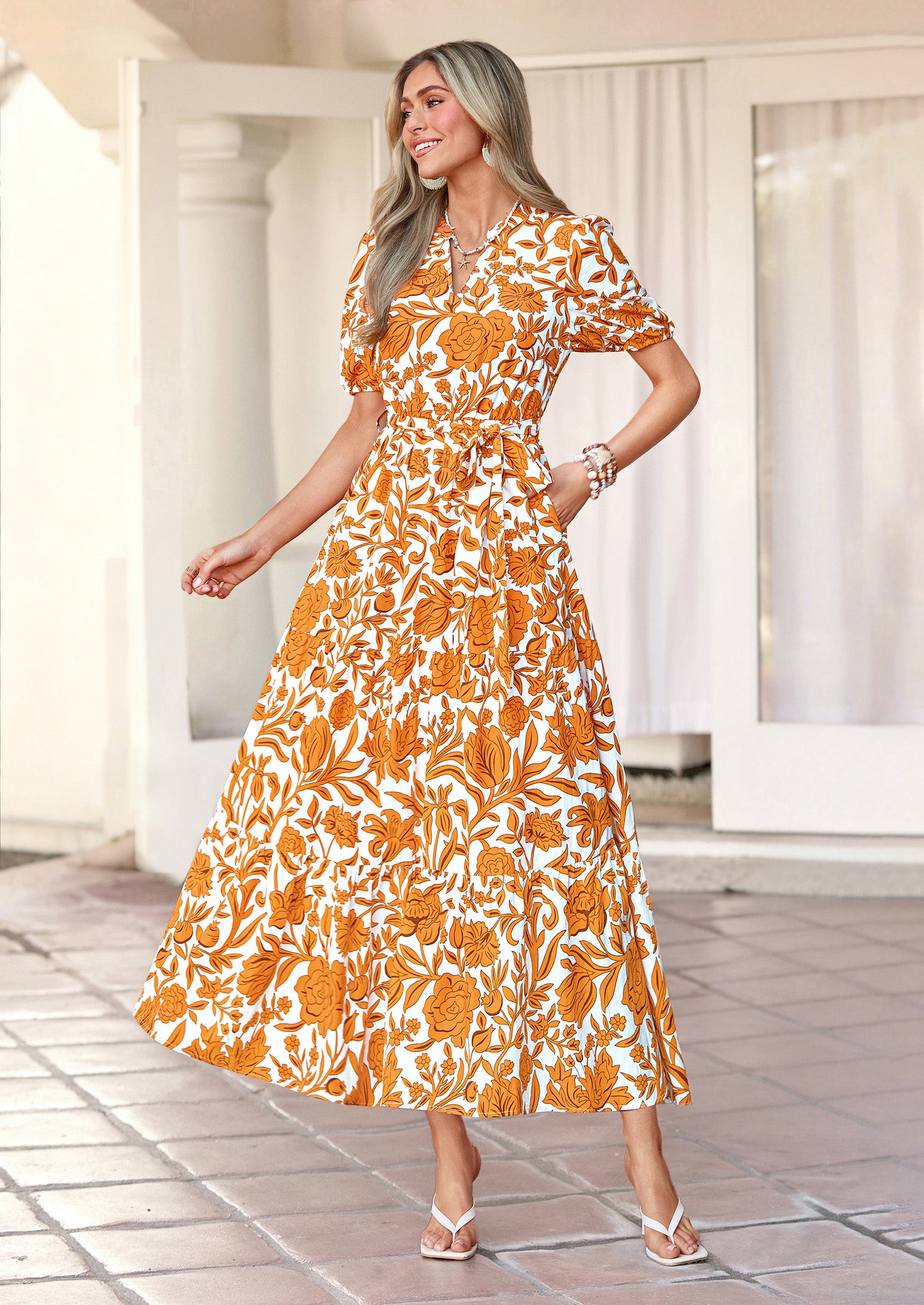 PRETTYGARDEN Women's Summer Maxi Dresses Boho Floral Short Sleeve V Neck Casual Wedding Guest 2026 Beach Vacation Outfits