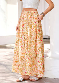 PRETTYGARDEN Summer Maxi Long Skirts for Women Trendy Boho Floral High Waisted Slit Flowy Travel Beach Vacation Clothes