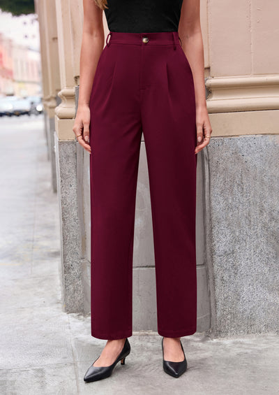 PRETTYGARDEN Womens Dress Pants Summer Work Clothes Tapered High Waisted Trousers Slacks Pockets Business Casual Outfits
