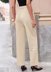 PRETTYGARDEN Womens Dress Pants Summer Work Clothes Tapered High Waisted Trousers Slacks Pockets Business Casual Outfits
