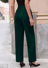 PRETTYGARDEN Womens Dress Pants Summer Work Clothes Tapered High Waisted Trousers Slacks Pockets Business Casual Outfits