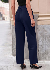 PRETTYGARDEN Womens Dress Pants Summer Work Clothes Tapered High Waisted Trousers Slacks Pockets Business Casual Outfits