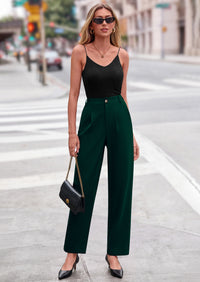 PRETTYGARDEN Womens Dress Pants Summer Work Clothes Tapered High Waisted Trousers Slacks Pockets Business Casual Outfits