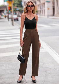 PRETTYGARDEN Womens Dress Pants Summer Work Clothes Tapered High Waisted Trousers Slacks Pockets Business Casual Outfits