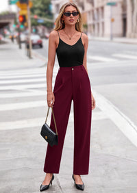 PRETTYGARDEN Womens Dress Pants Summer Work Clothes Tapered High Waisted Trousers Slacks Pockets Business Casual Outfits