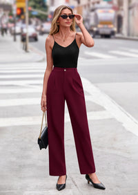 PRETTYGARDEN Womens Dress Pants Summer Work Clothes Tapered High Waisted Trousers Slacks Pockets Business Casual Outfits