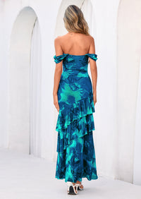 PRETTYGARDEN Women's Formal Cocktail Maxi Dresses Summer Off Shoulder Floral Mesh Bodycon Spring Wedding Guest Dress PRETTYGARDEN