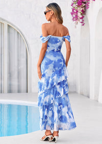 PRETTYGARDEN Women's Formal Cocktail Maxi Dresses Summer Off Shoulder Floral Mesh Bodycon Spring Wedding Guest Dress PRETTYGARDEN