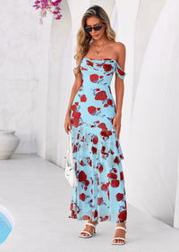 PRETTYGARDEN Women's Formal Cocktail Maxi Dresses Summer Off Shoulder Floral Mesh Bodycon Spring Wedding Guest Dress PRETTYGARDEN