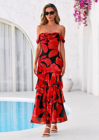 PRETTYGARDEN Women's Formal Cocktail Maxi Dresses Summer Off Shoulder Floral Mesh Bodycon Spring Wedding Guest Dress PRETTYGARDEN