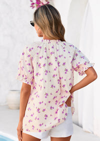 PRETTYGARDEN Summer Short Sleeve V Neck Shirts for Women Trendy Floral Print Loose Ruffle Tops Business Casual Blouses PRETTYGARDEN