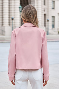 PRETTYGARDEN Cropped Trench Coat For Women Short Jacket  Soft Lightweight Coats, Lapel Double Breasted, Long Sleeve Loose Fit, Casual Work Office Jackets, Fall Winter Outwear