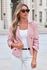 PRETTYGARDEN Cropped Trench Coat For Women Short Jacket  Soft Lightweight Coats, Lapel Double Breasted, Long Sleeve Loose Fit, Casual Work Office Jackets, Fall Winter Outwear