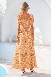 PRETTYGARDEN Women's Floral Boho Maxi Dresses Flowy Short Sleeve A Line Smocked Eyelet Summer Beach Vacation Clothes PRETTYGARDEN