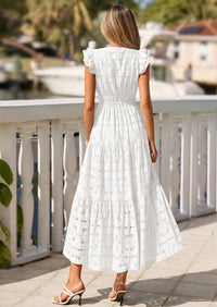 PRETTYGARDEN Womens Boho Maxi Dresses Summer Floral Lace Eyelet V Neck Spring Wedding Guest Dress Beach Vacation Clothes PRETTYGARDEN