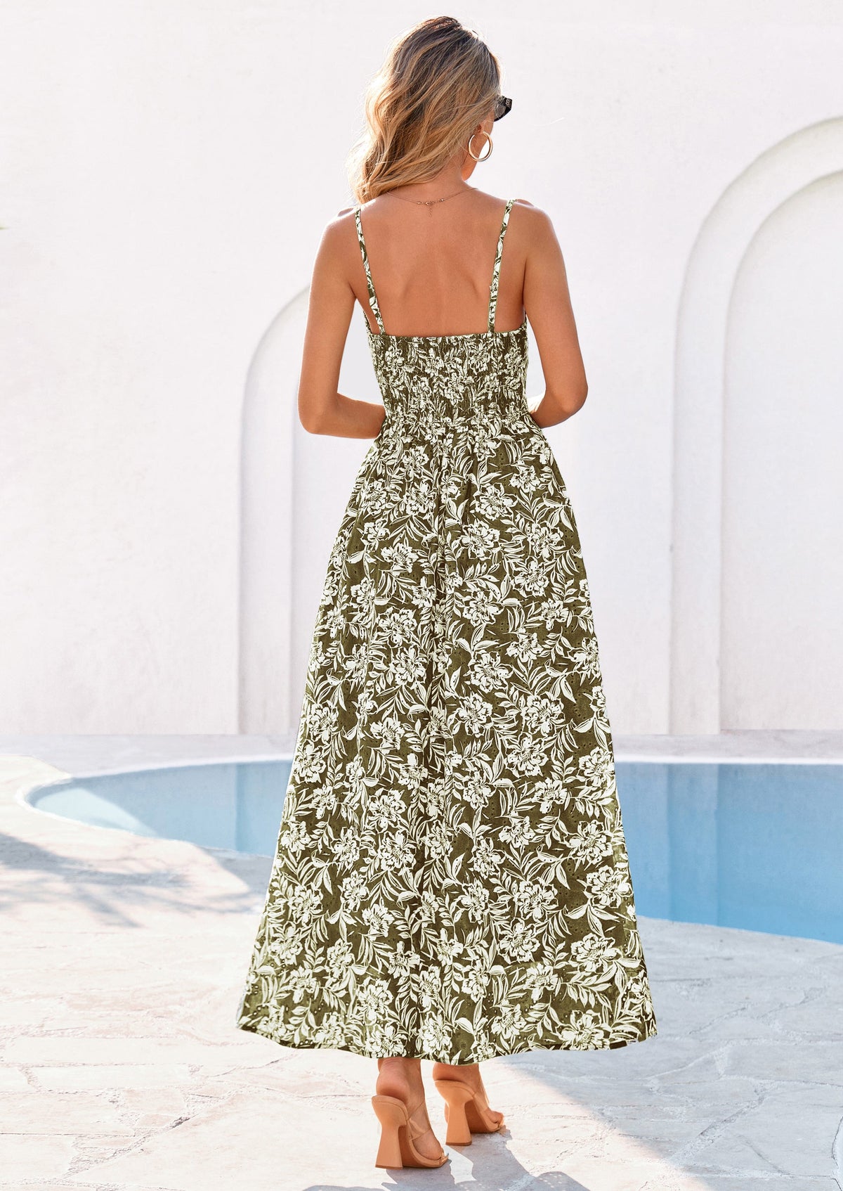 PRETTYGARDEN Womens Spring Boho Maxi Dress Eyelet Floral Long Flowy Sundresses Summer Beach Vacation Clothes PRETTYGARDEN