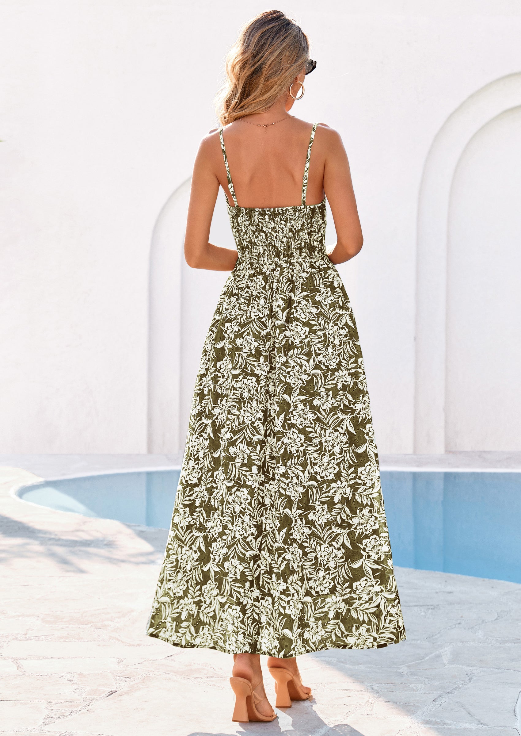 PRETTYGARDEN Womens Spring Boho Maxi Dress Eyelet Floral Long Flowy Sundresses Summer Beach Vacation Clothes PRETTYGARDEN