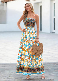 PRETTYGARDEN Womens Floral Maxi Dress Boho Casual Summer Spaghetti Strap Smocked Sleeveless Flowy Beach Vacation Dresses
