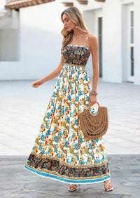 PRETTYGARDEN Womens Floral Maxi Dress Boho Casual Summer Spaghetti Strap Smocked Sleeveless Flowy Beach Vacation Dresses