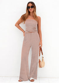 PRETTYGARDEN Summer Sets Women 2 Piece Outfits Matching Striped Loungewear Spring Airport Travel Beach Vacation Clothes PRETTYGARDEN