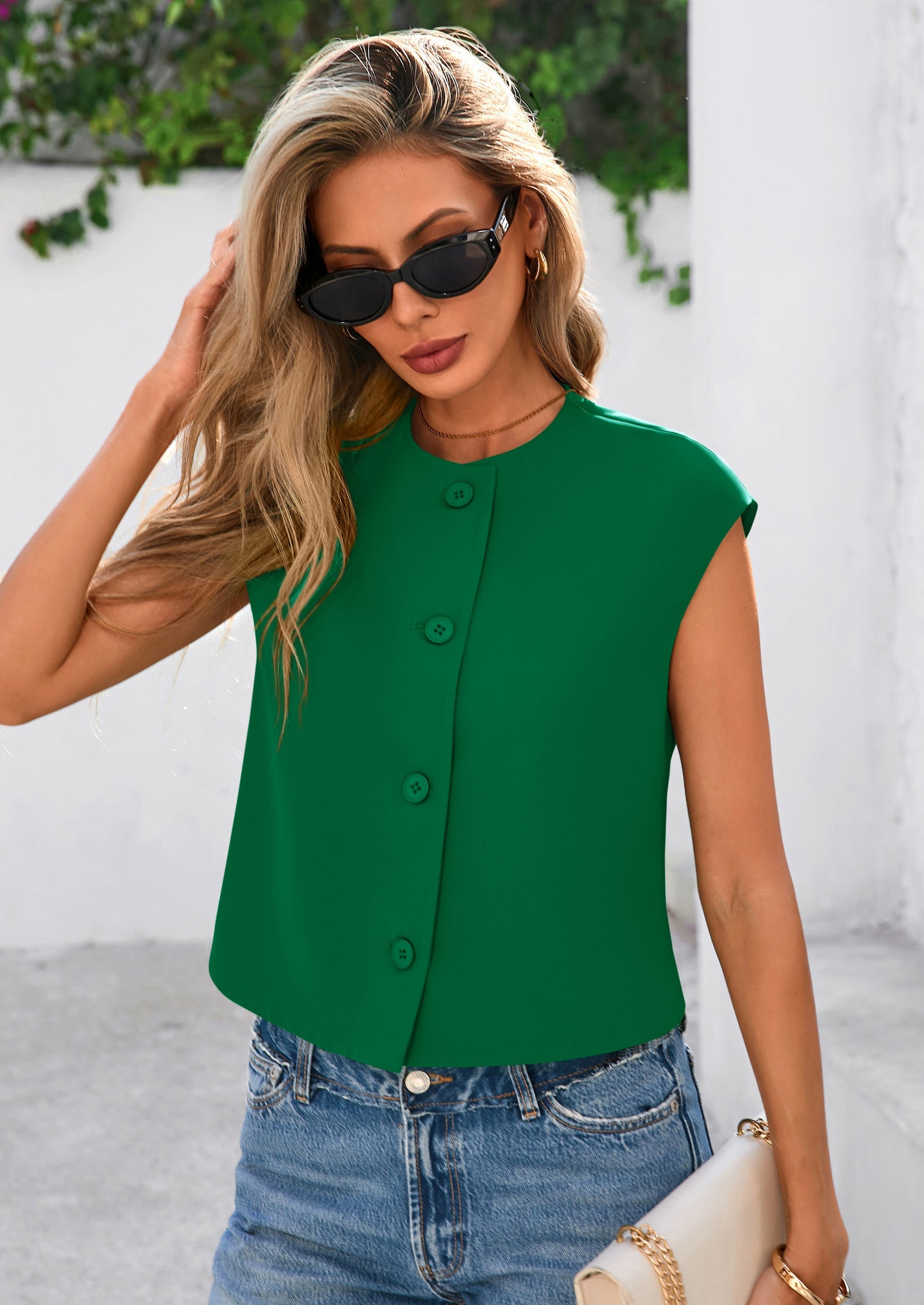 PRETTYGARDEN Women's Summer Suit Vest Dressy Casual Crop Tops Business Work Office Clothes Trendy Blazer Waistcoat PRETTYGARDEN