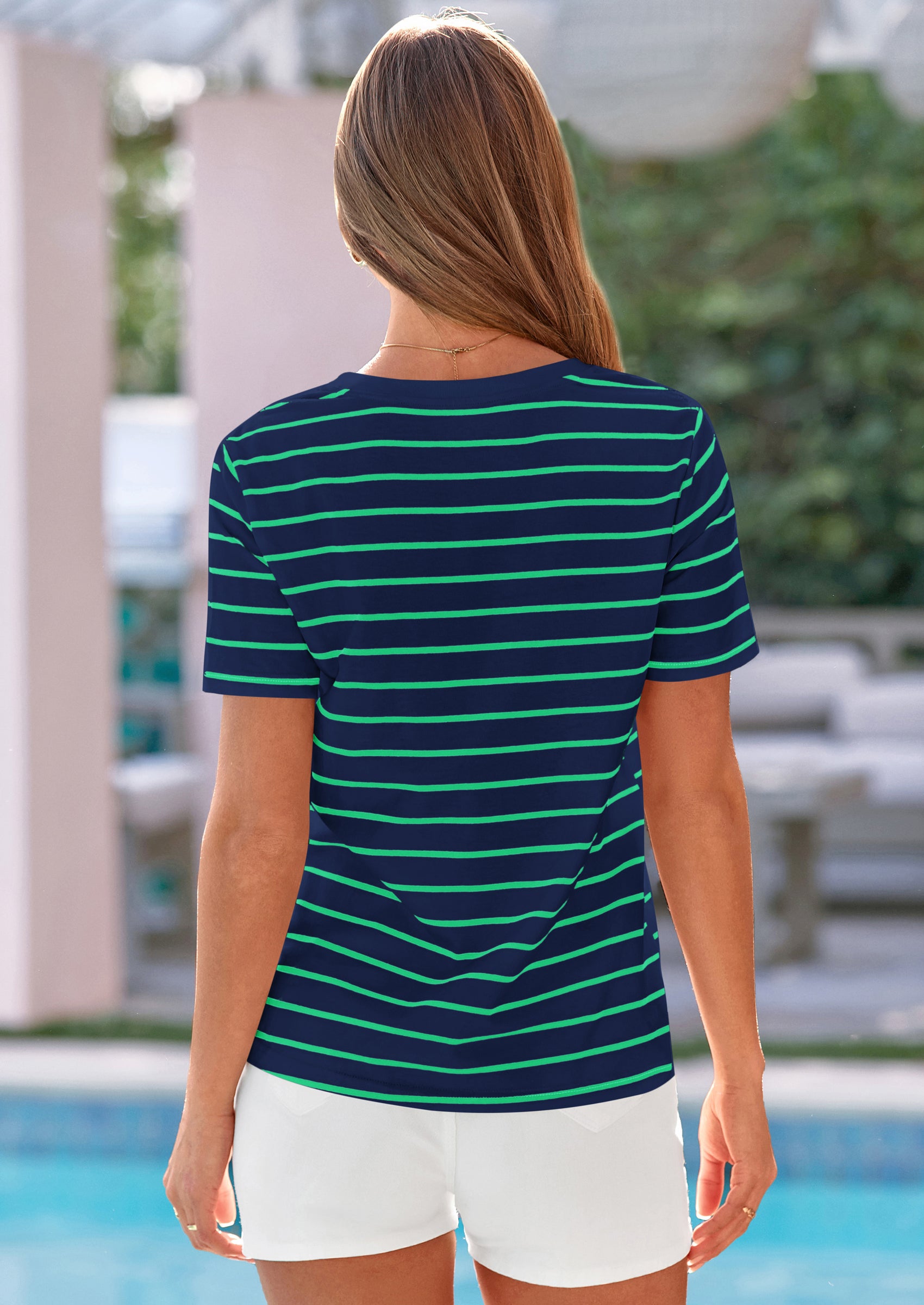 PRETTYGARDEN Short Sleeve Shirts for Women Spring V Neck Cute Tops Casual Striped Shirt Knitted Tees Summer Outfits