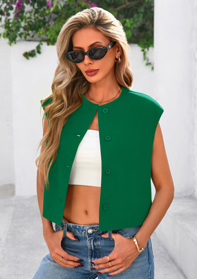PRETTYGARDEN Women's Summer Suit Vest Dressy Casual Crop Tops Business Work Office Clothes Trendy Blazer Waistcoat PRETTYGARDEN