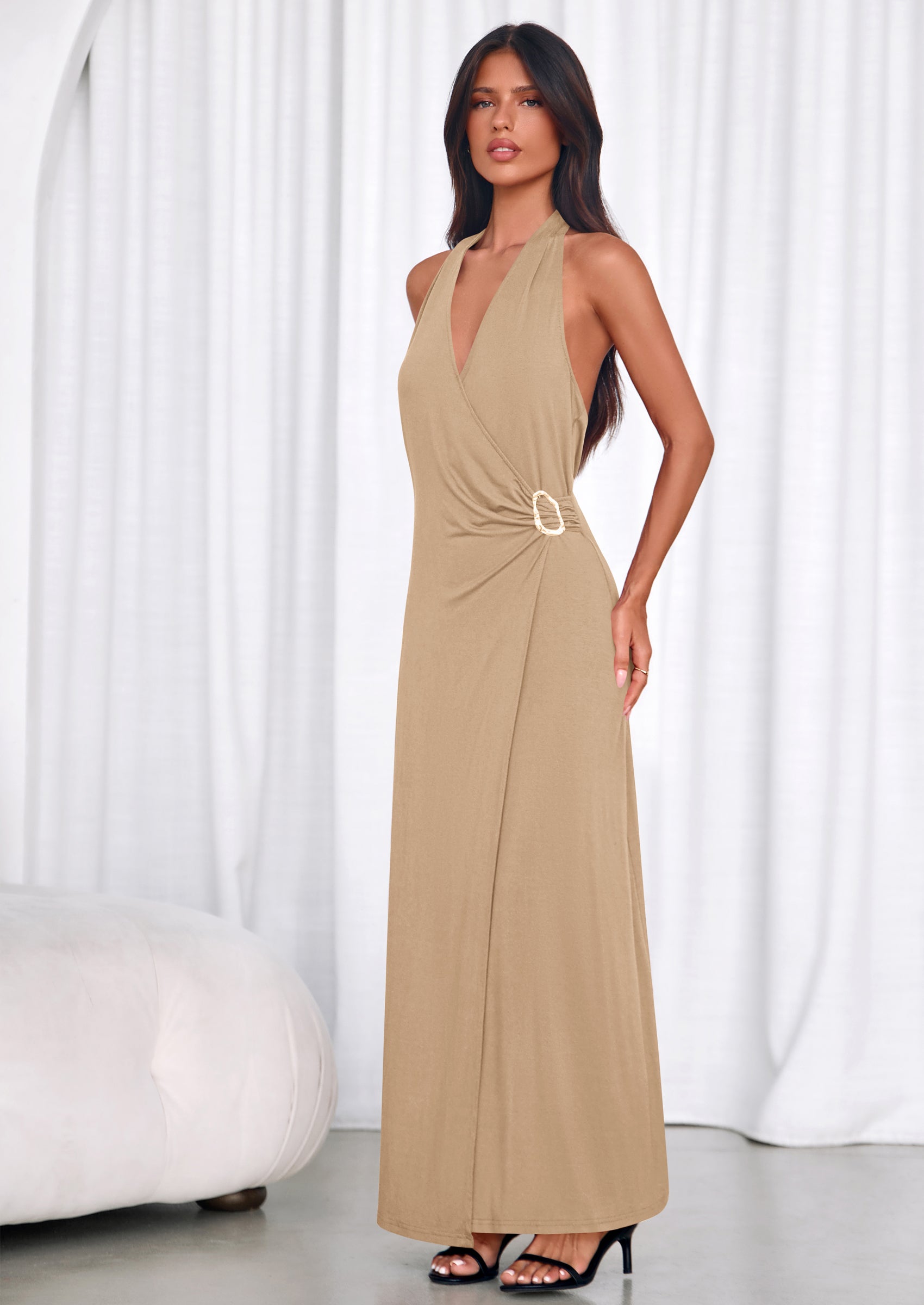 PRETTYGARDEN Womens Summer Halter Dresses Elegant Classy V Neck Backle PRETTYGARDEN Womens Summer Halter Dresses Elegant Classy V Neck Backle