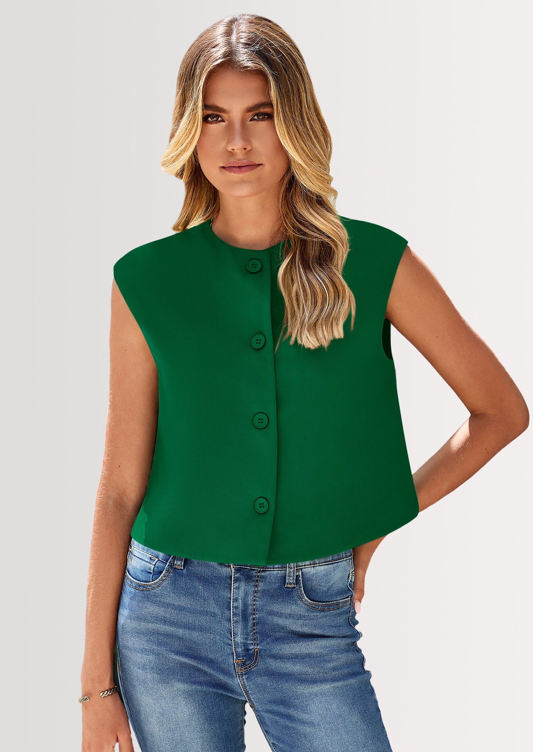 PRETTYGARDEN Women's Summer Suit Vest Dressy Casual Crop Tops Business Work Office Clothes Trendy Blazer Waistcoat