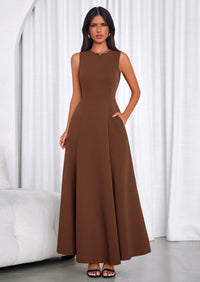 PRETTYGARDEN Women's Summer Tank Maxi Dress Spring Sleeveless Swing A Line Long Flowy Elegant Cocktail Dresses Pockets PRETTYGARDEN