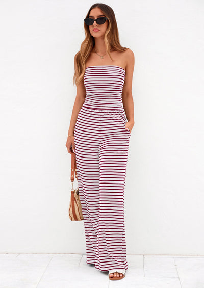 PRETTYGARDEN Summer Sets Women 2 Piece Outfits Matching Striped Loungewear Spring Airport Travel Beach Vacation Clothes PRETTYGARDEN