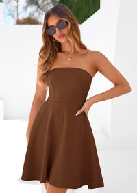 PRETTYGARDEN Women's Strapless Mini Summer Dress Spring A Line Tube Top Sundress Cocktail Party Short Dresses PRETTYGARDEN