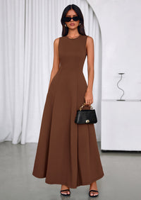 PRETTYGARDEN Women's Summer Tank Maxi Dress Spring Sleeveless Swing A Line Long Flowy Elegant Cocktail Dresses Pockets PRETTYGARDEN