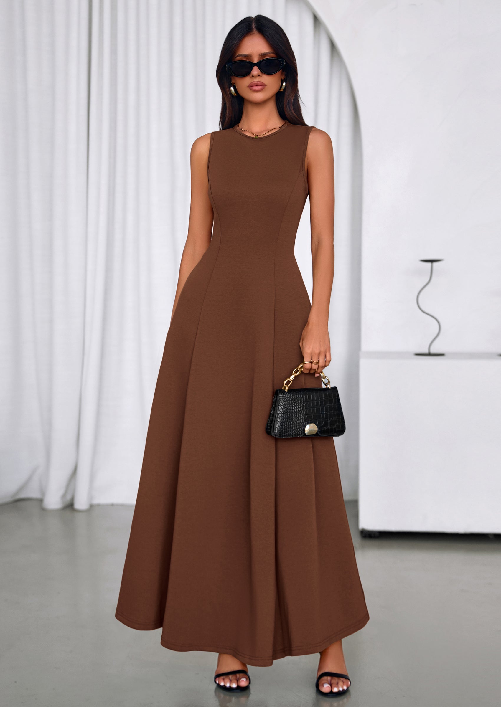 PRETTYGARDEN Women's Summer Tank Maxi Dress Spring Sleeveless Swing A Line Long Flowy Elegant Cocktail Dresses Pockets PRETTYGARDEN