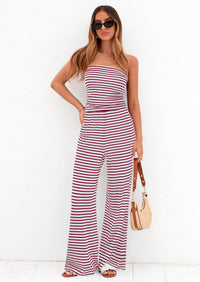 PRETTYGARDEN Summer Sets Women 2 Piece Outfits Matching Striped Loungewear Spring Airport Travel Beach Vacation Clothes PRETTYGARDEN