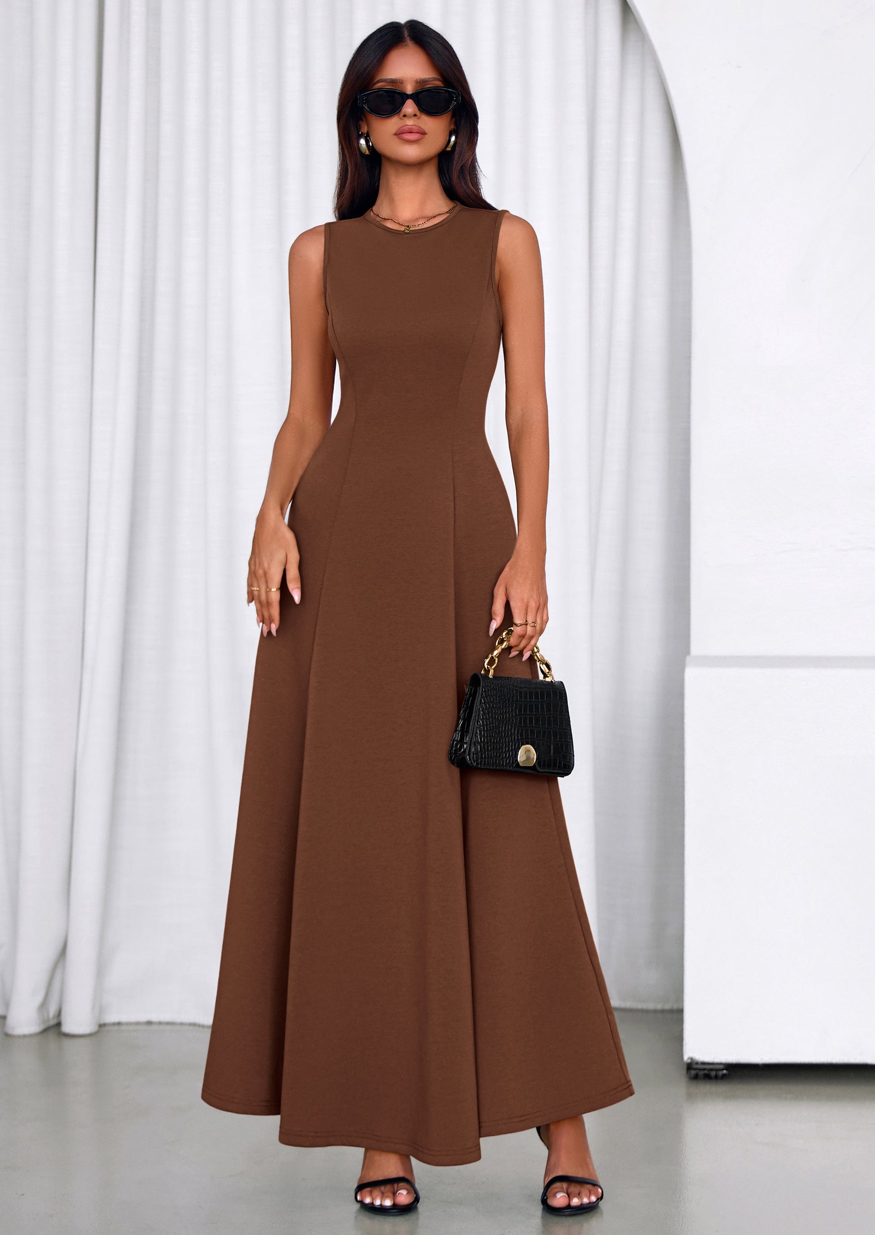 PRETTYGARDEN Women's Summer Tank Maxi Dress Spring Sleeveless Swing A Line Long Flowy Elegant Cocktail Dresses Pockets PRETTYGARDEN