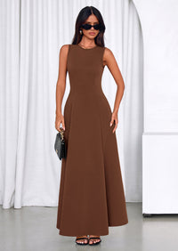 PRETTYGARDEN Women's Summer Tank Maxi Dress Spring Sleeveless Swing A Line Long Flowy Elegant Cocktail Dresses Pockets PRETTYGARDEN