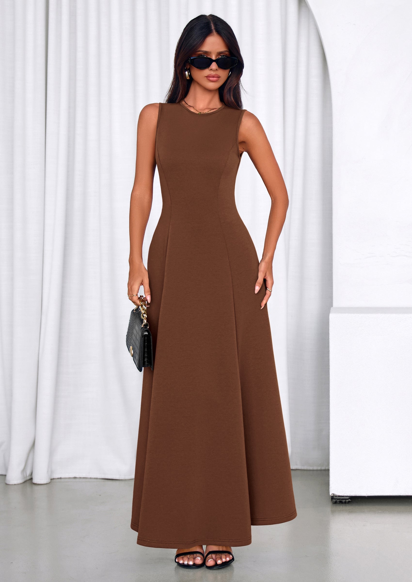 PRETTYGARDEN Women's Summer Tank Maxi Dress Spring Sleeveless Swing A Line Long Flowy Elegant Cocktail Dresses Pockets PRETTYGARDEN