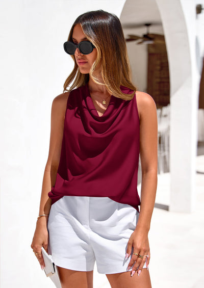 PRETTYGARDEN Women's Tie Halter Going Out Tops Summer Cowl Neck Vest Backless Sleeveless Tank Top Party Date Outfits PRETTYGARDEN