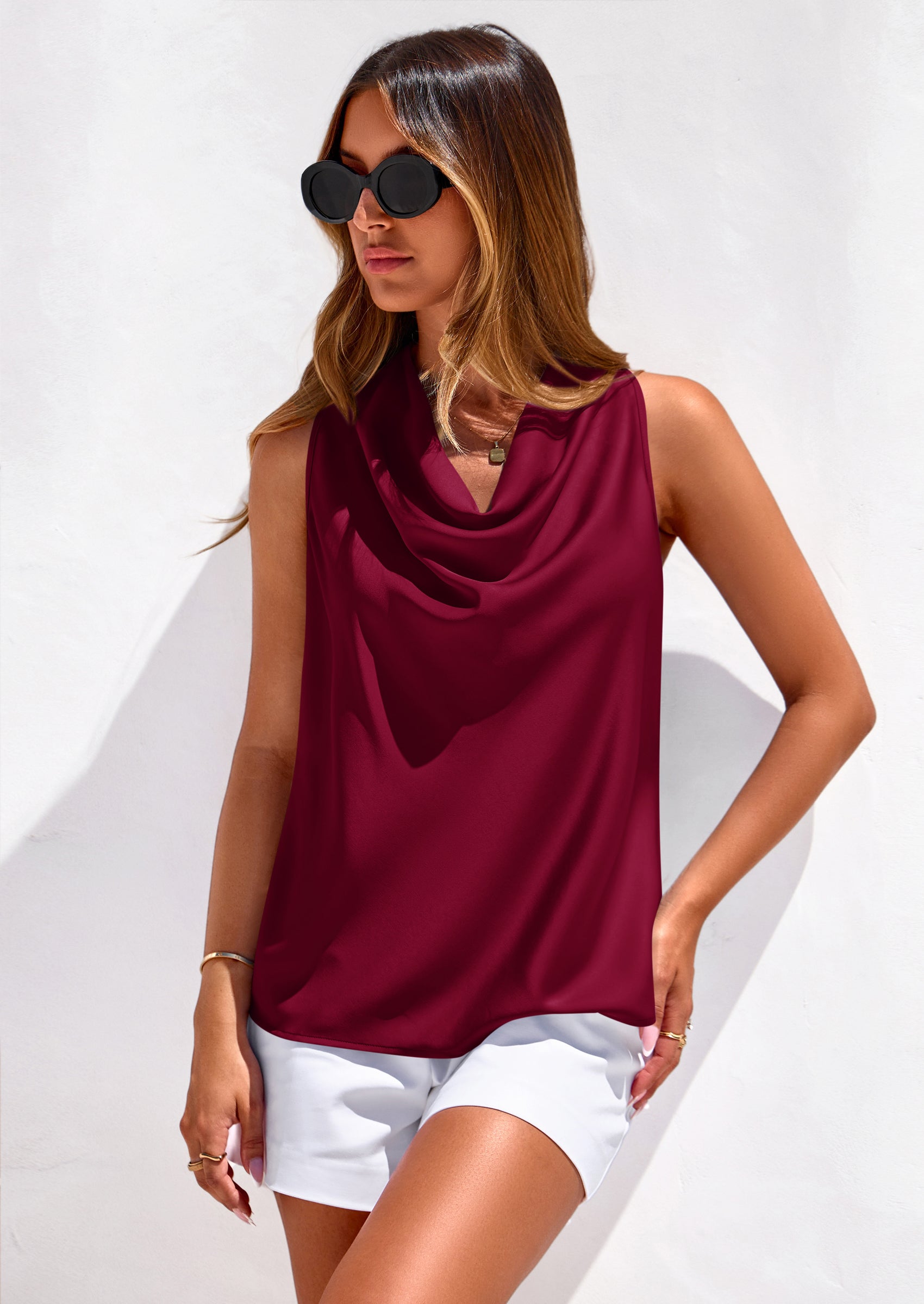 PRETTYGARDEN Women's Tie Halter Going Out Tops Summer Cowl Neck Vest Backless Sleeveless Tank Top Party Date Outfits PRETTYGARDEN