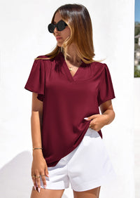 PRETTYGARDEN Women's Summer Blouses Dressy Casual Ruffle Cap Sleeve V Neck Business Work Trendy Cute Tops Spring Outfits PRETTYGARDEN