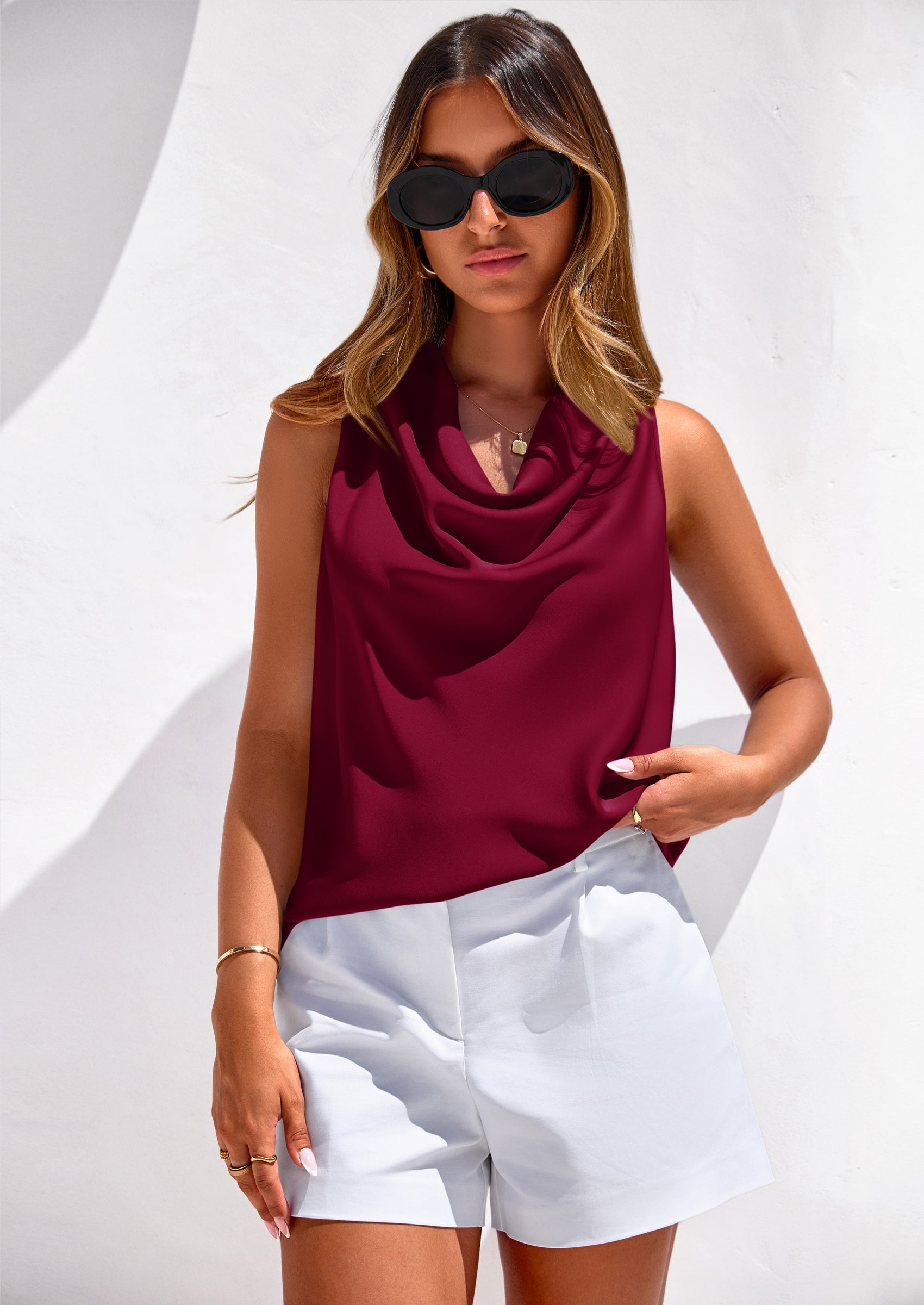 PRETTYGARDEN Women's Tie Halter Going Out Tops Summer Cowl Neck Vest Backless Sleeveless Tank Top Party Date Outfits PRETTYGARDEN