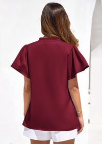 PRETTYGARDEN Women's Summer Blouses Dressy Casual Ruffle Cap Sleeve V Neck Business Work Trendy Cute Tops Spring Outfits PRETTYGARDEN