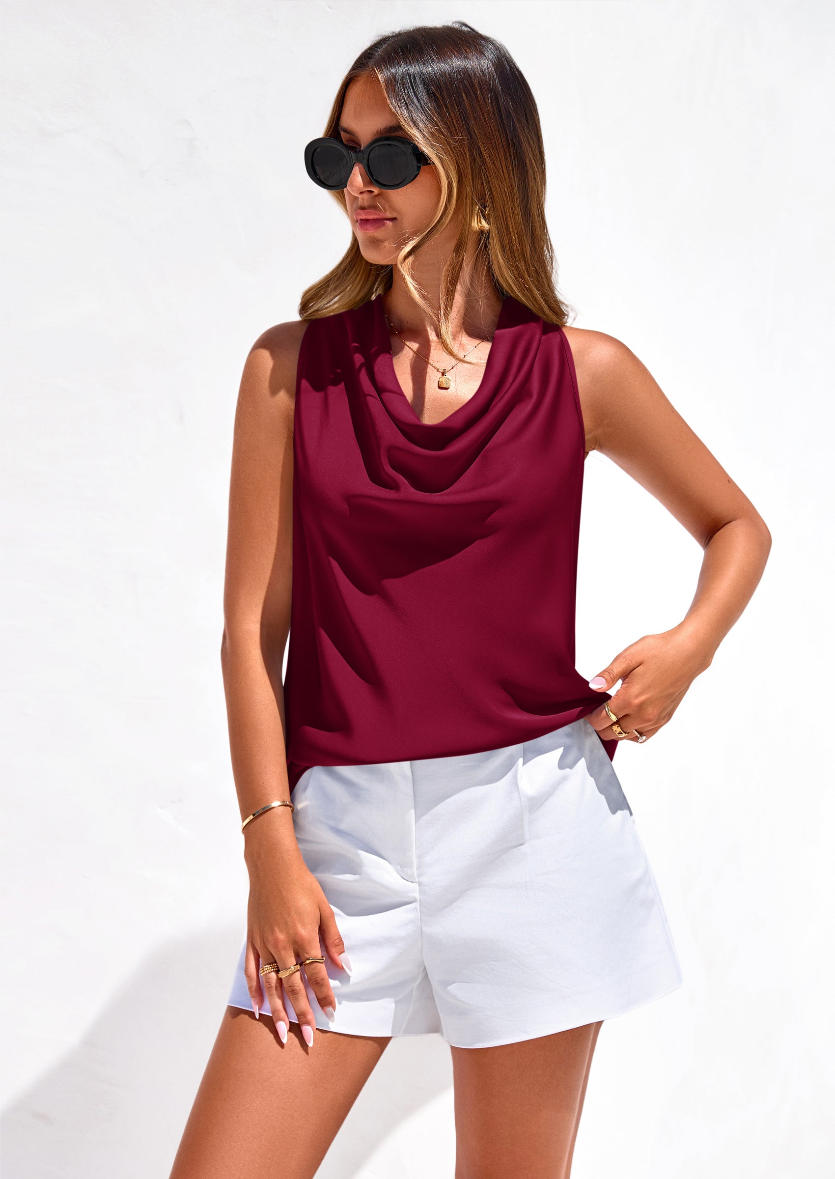 PRETTYGARDEN Women's Tie Halter Going Out Tops Summer Cowl Neck Vest Backless Sleeveless Tank Top Party Date Outfits PRETTYGARDEN