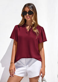 PRETTYGARDEN Women's Summer Blouses Dressy Casual Ruffle Cap Sleeve V Neck Business Work Trendy Cute Tops Spring Outfits PRETTYGARDEN