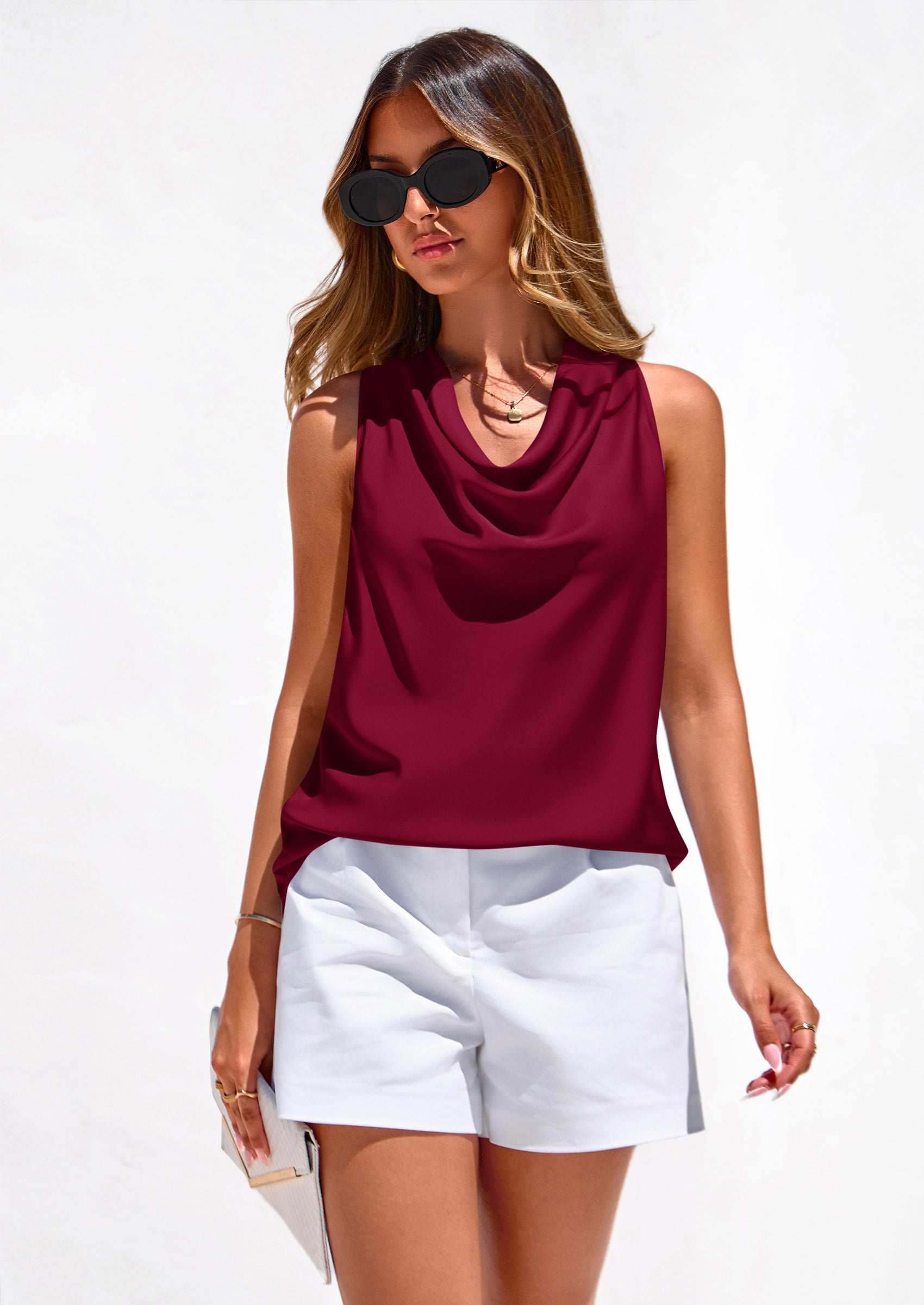 PRETTYGARDEN Women's Tie Halter Going Out Tops Summer Cowl Neck Vest Backless Sleeveless Tank Top Party Date Outfits PRETTYGARDEN