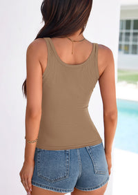 PRETTYGARDEN Womens Summer Tops Spring Cute Sleeveless Scoop Neck Workout Tank Top Casual Ribbed Knit Basic Cami Shirts PRETTYGARDEN