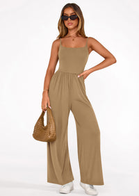 PRETTYGARDEN Summer Jumpsuits for Women Casual Wide Leg Date Night Rompers Sleeveless Beach Vacation One Piece Outfits PRETTYGARDEN